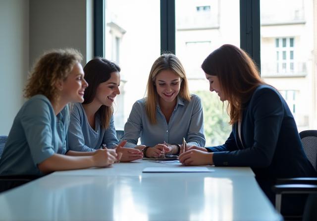 Equipo de consultoría de Recursos Humanos trabajando en oficina moderna